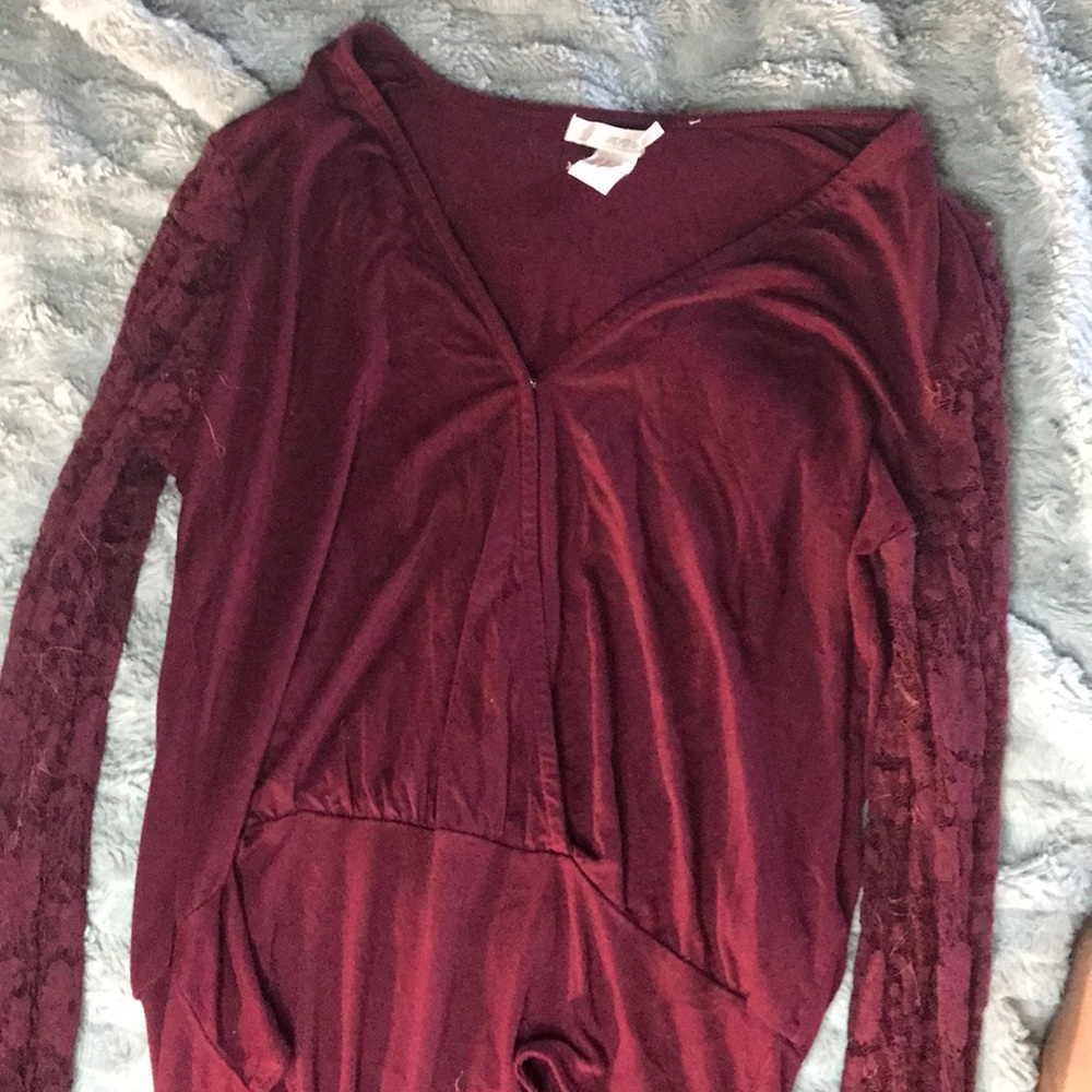 Maroon long sleeve onesie